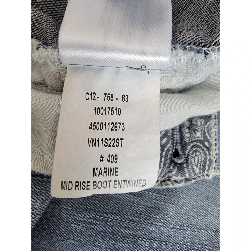 Ariat REAL Women's 32S Mid Rise Entwined Marine Bootcut Cowgirl Equestrian Jeans